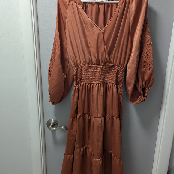 Chic Long Sleeve Rust Dress - Picture 1 of 4